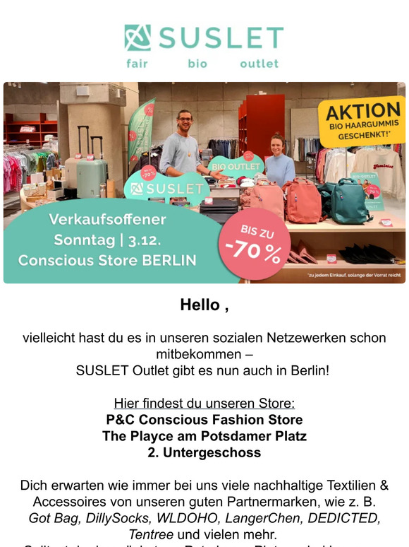 🛍 SUSLET jetzt auch in Berlin!