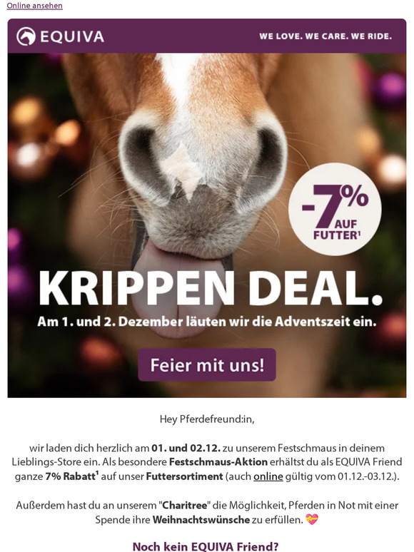 🎅Festschmaus: 7% auf Futter für EQUIVA Friends