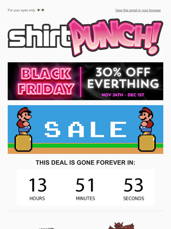 ⏰ Final Hours: ShirtPunch's Black Friday Sale Ends Tonight!