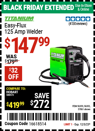 TITANIUM: Easy-Flux 125 Amp Welder