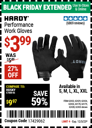 HARDY: Performance Work Gloves, Large