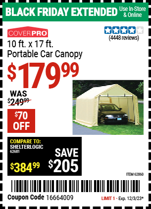 COVERPRO: 10 ft. x 17 ft. Portable Car Canopy