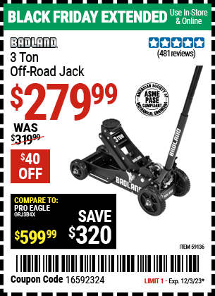 BADLAND: 3 Ton Off-Road Jack