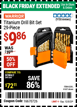 WARRIOR: Titanium Drill Bit Set, 29 Piece
