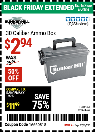 BUNKER HILL SECURITY: 0.30 Caliber Ammo Box