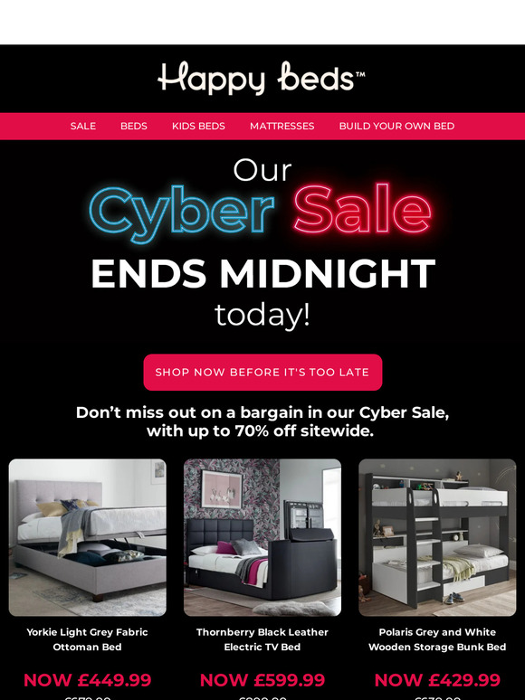 Happy Beds UK Warning Our Cyber Sale Ends Midnight! 🚨 Milled