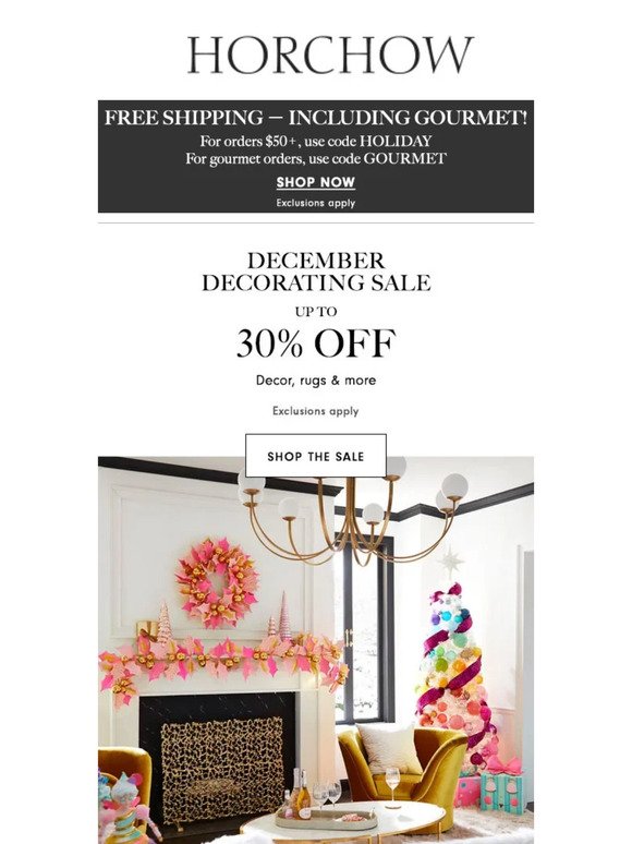 Free shipping on gourmet & more + December Decorating Sale!