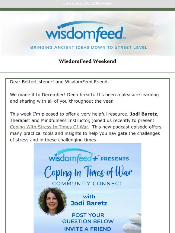 [New Episode] Coping With Stress In Times Of War, Free Susan Weed Session and More!