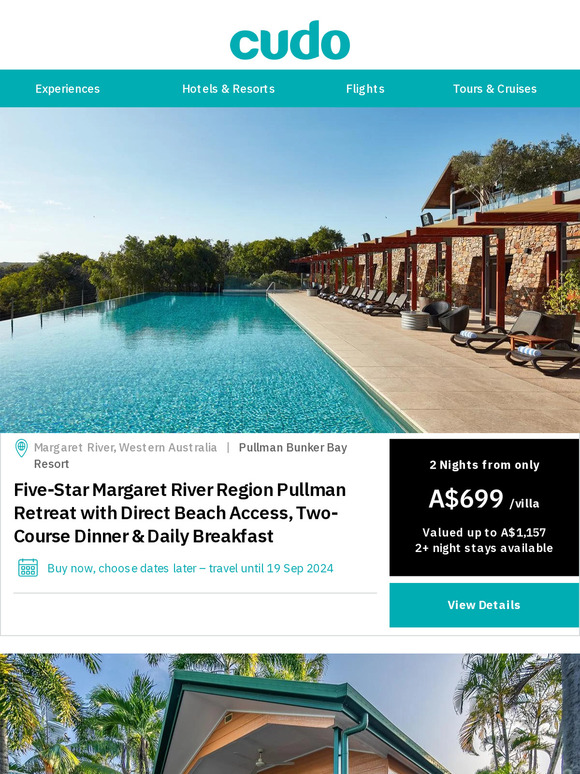 Keep exploring with these deals in Margaret River, Cairns, Mudgee and Gold Coast