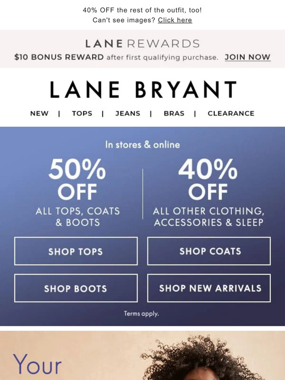 Lane Bryant on Instagram: You've shopped for everyone else.now it's  your turn! Join us in stores for Lane ❤️ Sale, score $25 sweaters & shirts  + 50% OFF so much more!