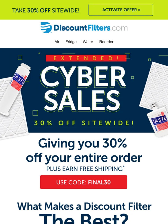 Yep 😏 30% is STILL on at Discount Filters