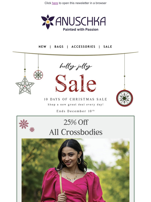 10 days of Christmas Sale! 🎅🎁 25% off Crossbodies Today