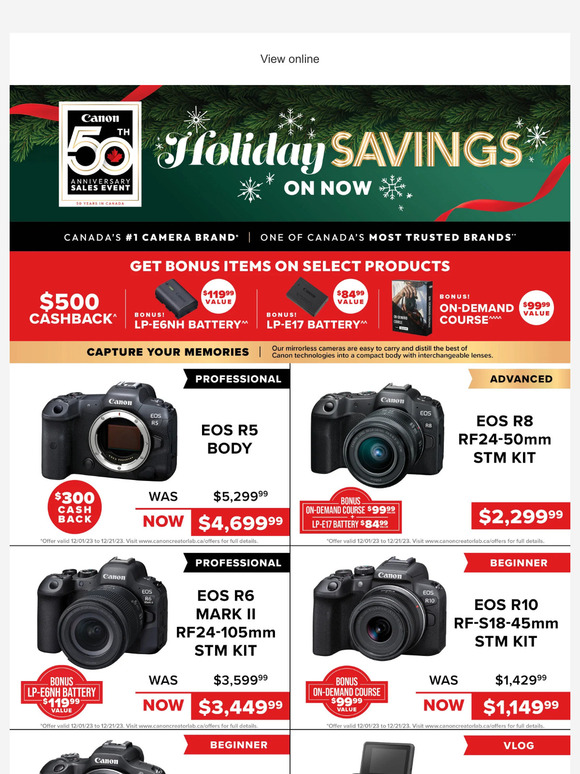 Holidays Savings on Now! Save big on cameras, lenses, printers and more!