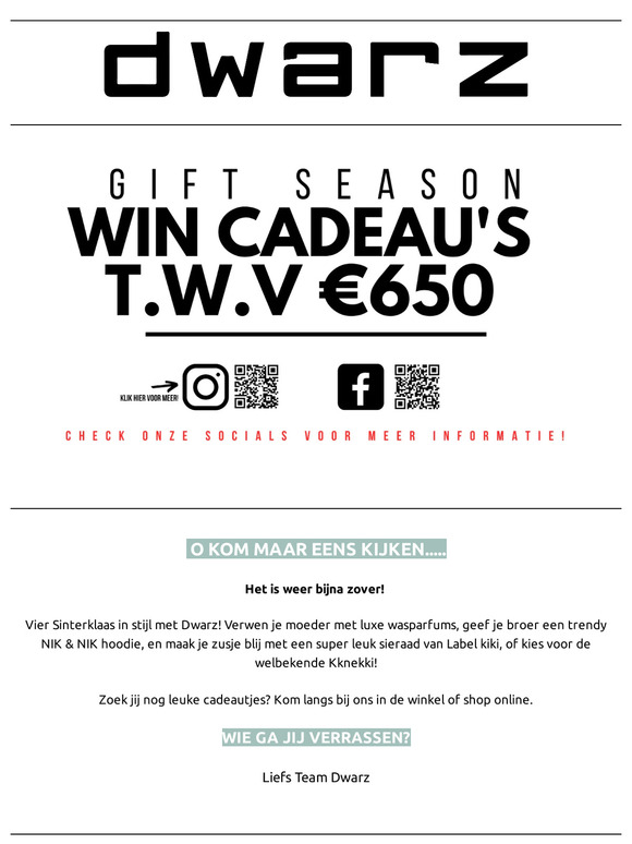 BIG GIVEAWAY!  T.W.V €650,-!