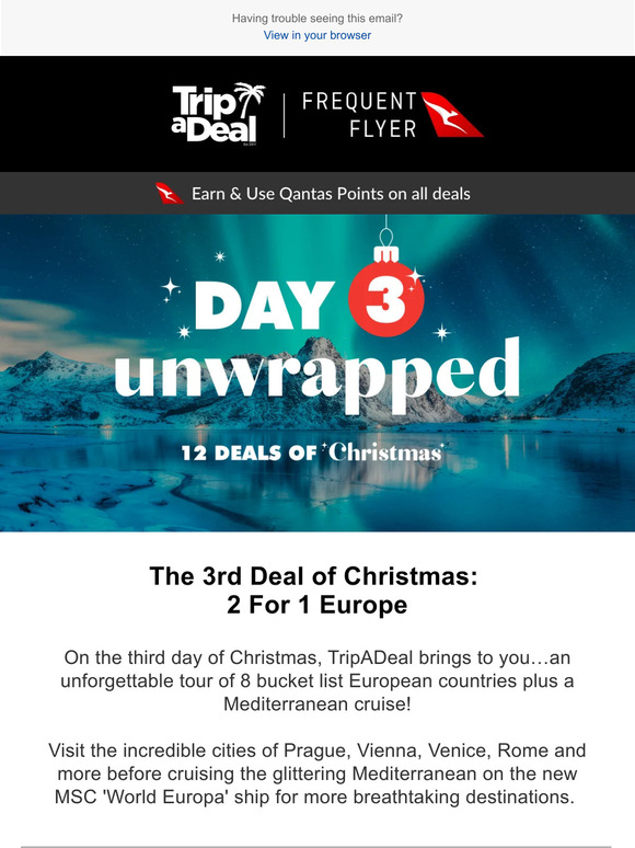 TripADeal’s 12 Deals of Christmas: Deal 3 Unwrapped! Save $400 For 2 People
