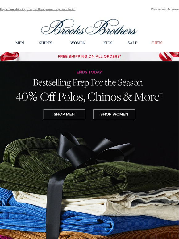 ENDS TODAY! 40% off polos & chinos