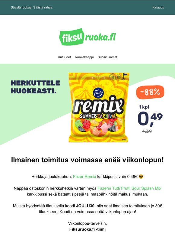 💚 Fazer Remix karkit 0,49€!