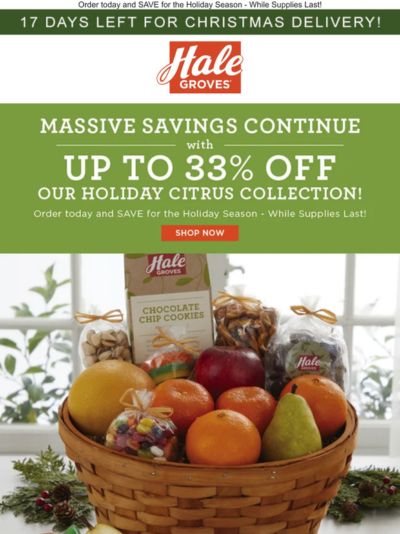 🍊 Massive Savings Continue with up to 33% Off our Holiday Citrus Collection! 🎄