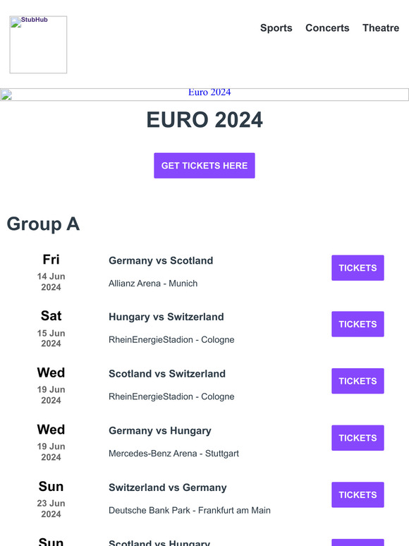 StubHub Euro 2024 Groups Revealed ! Get Tickets here ⚽ Milled