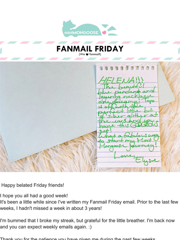 [Fanmail Friday] Hi Stranger 🙈