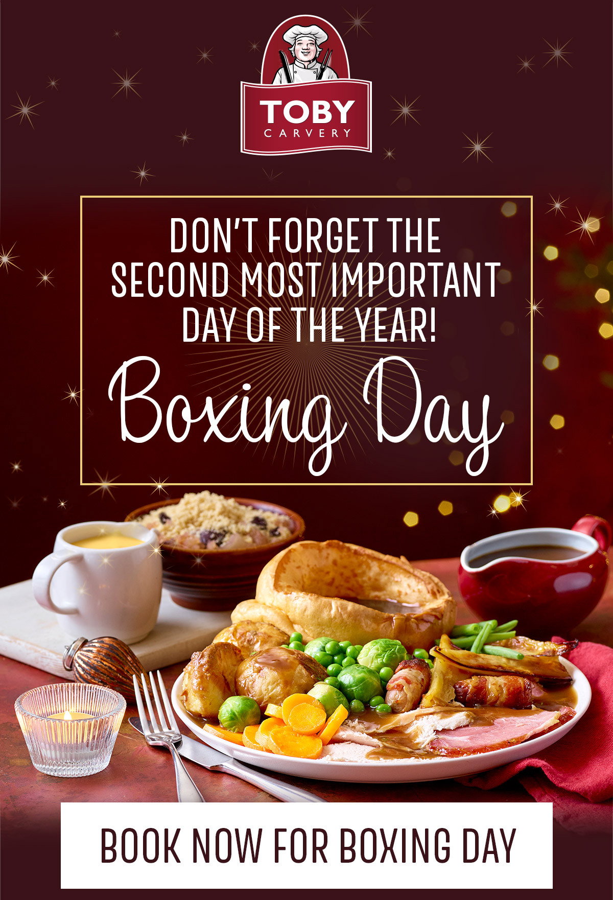 Book your Boxing Day table at Toby today and keep the festive magic going