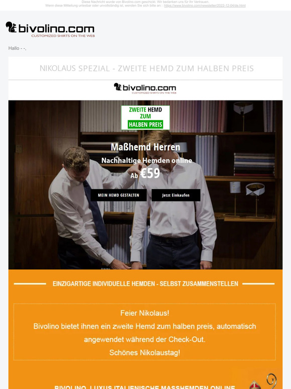 Hemd zum halben Preis – Feier Nikolaus!