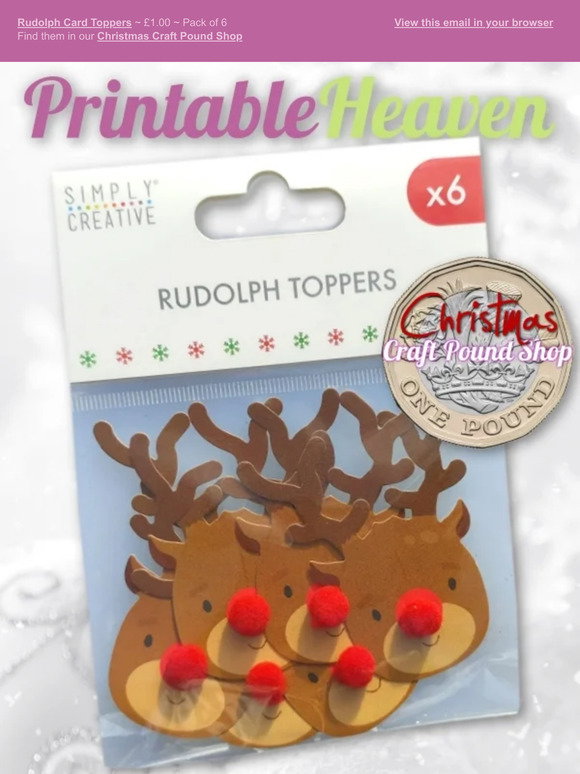 Printable Heaven: 🔴£1.00 Rudolph toppers with red pom-pom noses | Milled