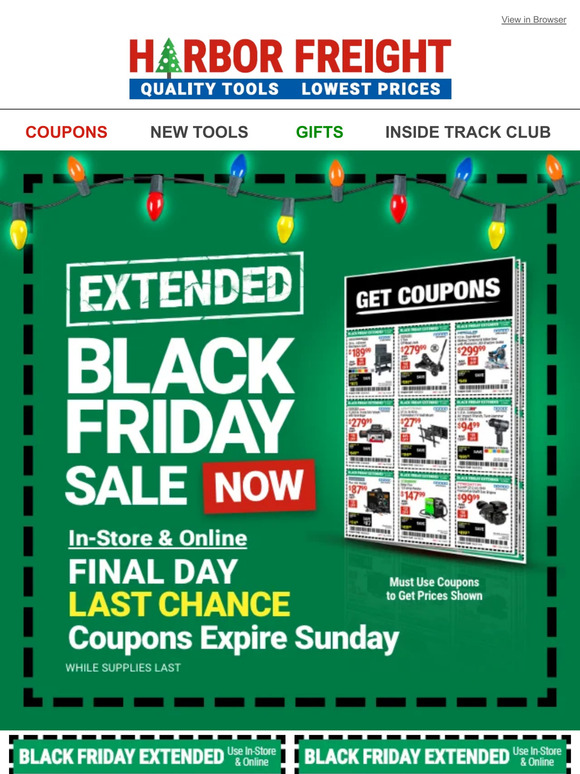Harbor Freight ENDS TODAY! Extended Black Friday Deals Milled