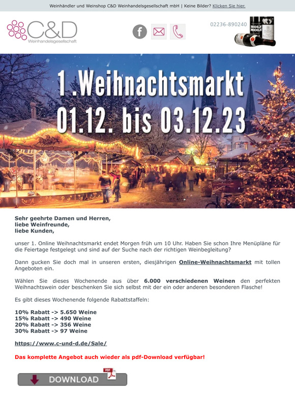 c-und-d.de: Reminder zum I. Online Weihnachtsmarkt 2023  Milled