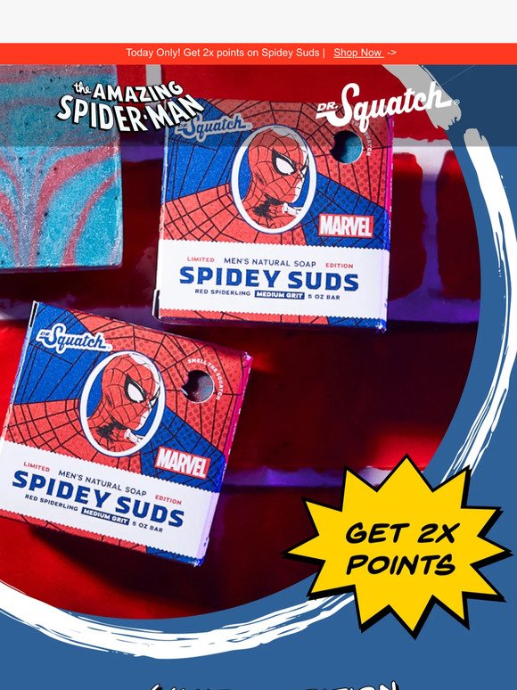Get 2x points on Spidey Suds today only