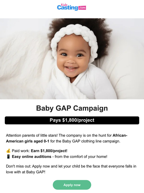 Samani is invited Baby GAP Casting Call Milled