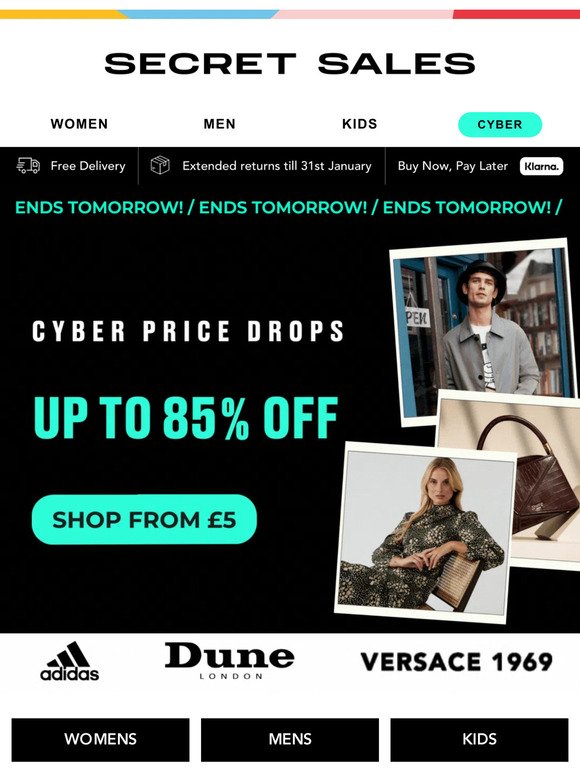 Up to 85% off! Cyber Week ENDS TOMORROW - Nike, Kurt Geiger, Converse...