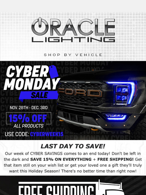 ⏰Cyber Savings End Tonight: 15% Off From ORACLE Lighting