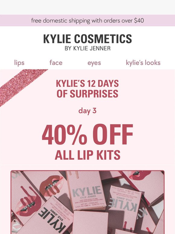 day 3 surprise: 40% OFF ALL LIP KITS 💋