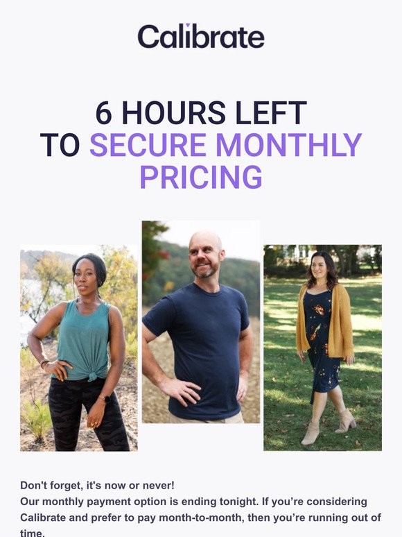 Hi there, Last call: 6 hours to secure monthly pricing.
