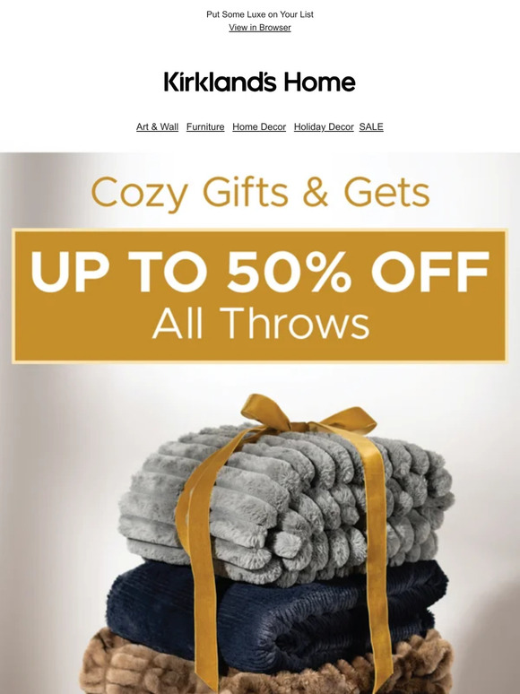 Give the Gift of Cozy >> Up to 50% Off All Throws!