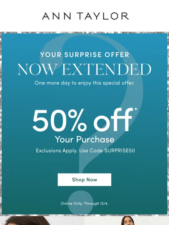 Now Extended: 50% Off Your Purchase