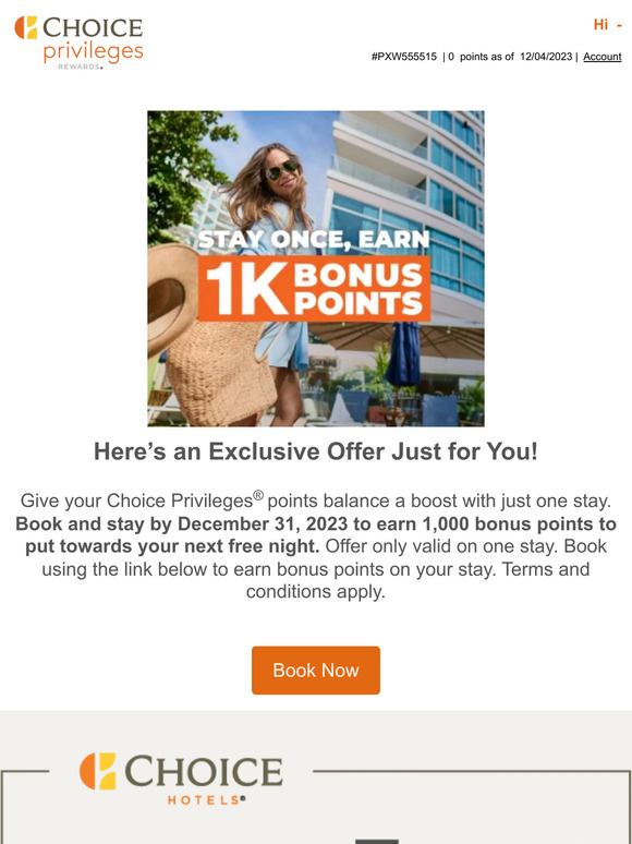 One Stay = 1K Bonus Points!