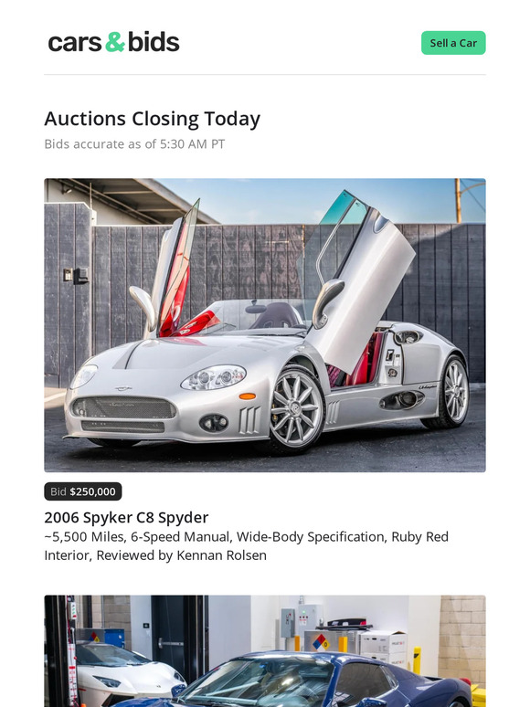 Cars & Bids Cars & Bids Today Milled