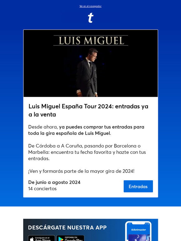 Ticketmaster ES Luis Miguel España Tour 2024 entradas ya a la venta