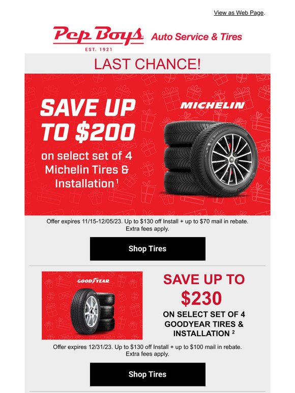 LAST CHANCE: Save $200 on Michelin💸