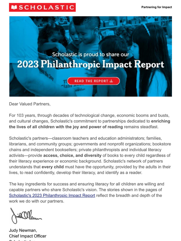 Scholastic: Scholastic's 2023 Philanthropic Impact Report | Milled