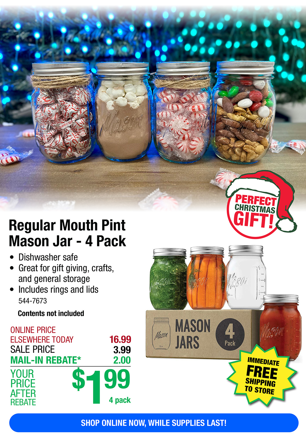 Menards 4Pack Pint Mason Jars ONLY 1.99! Milled