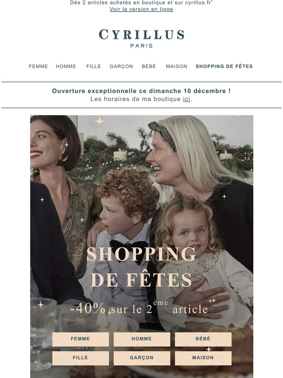 ✨ Shopping de fêtes : -40% sur le 2ème article ! ✨