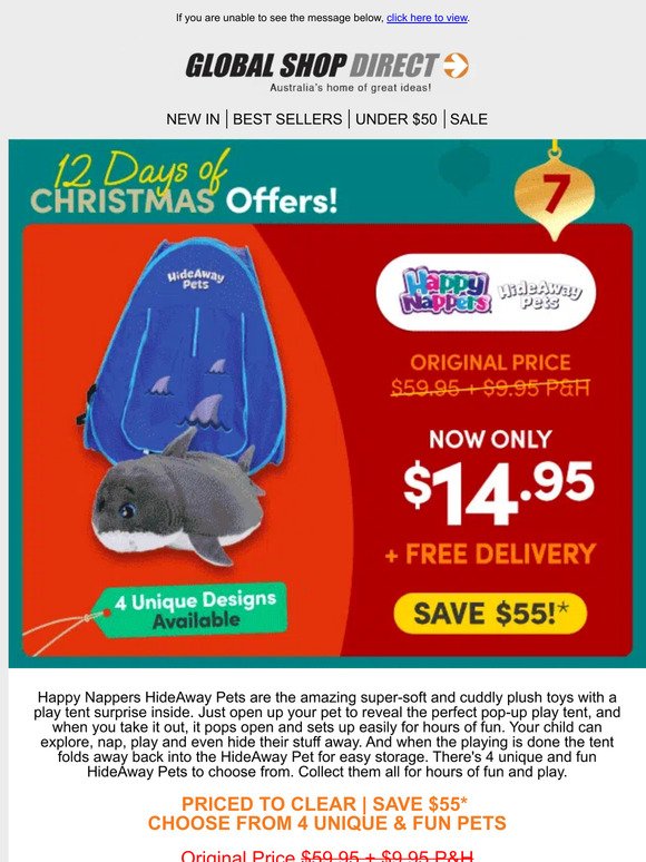 79% OFF Hideaway Pets Tents - NOW $14.95 + Free Delivery