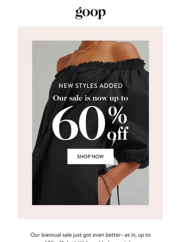 our sale is now up to 60% off