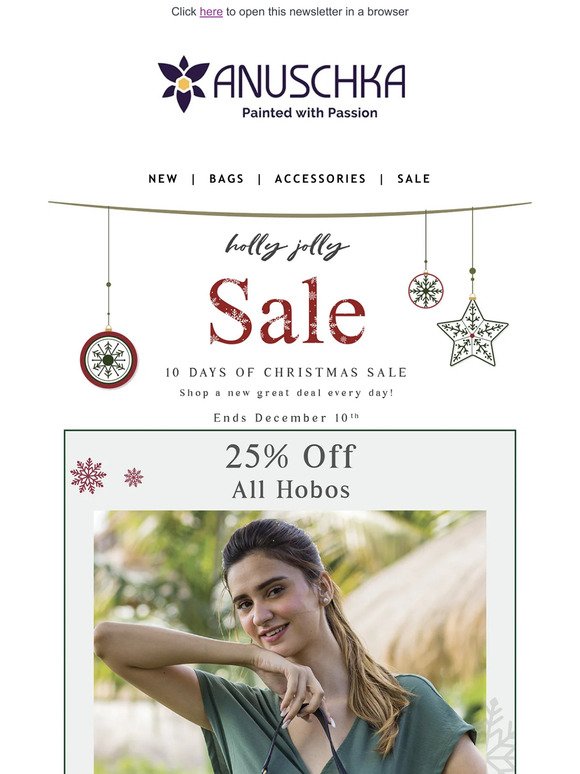 10 days of Christmas Sale! 🔔🎉 25% off Hobos Today