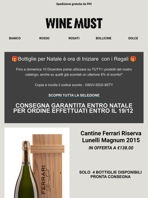 Bottiglie per Natale è ora di Iniziare con i Regali 🎁 SCONTO 8% SU TUTTO