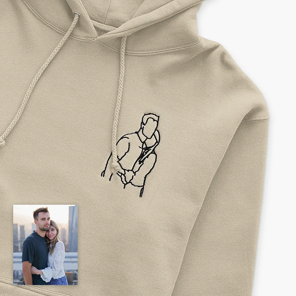 Image of Stitch It to Me: Personalized Embroidered Line Art Hoodie