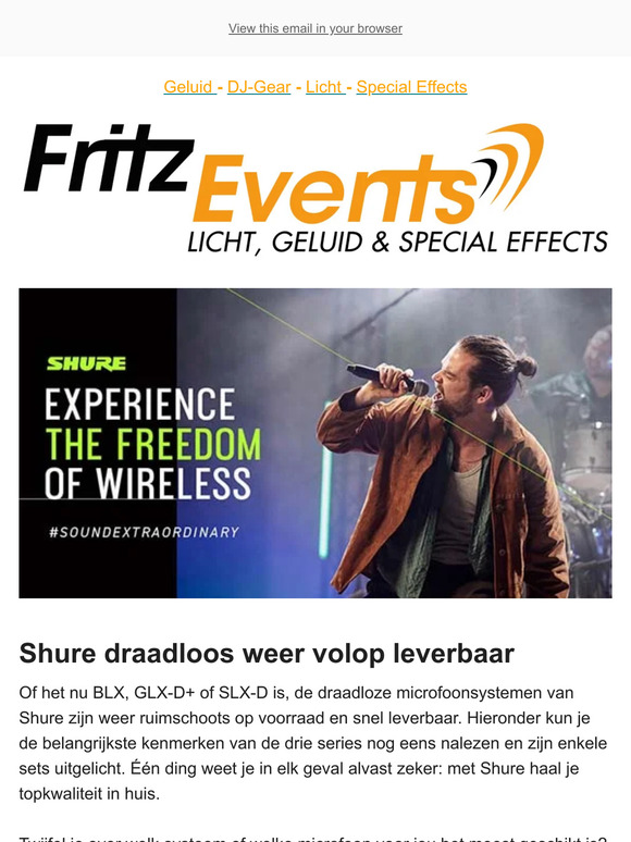 Shure draadloos weer volop leverbaar 🎤